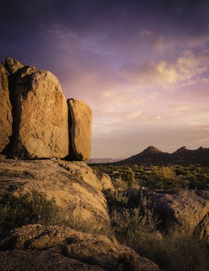 Beautiful red rock boulders overlooking north Scottsdale area in Arizona,USA clipart