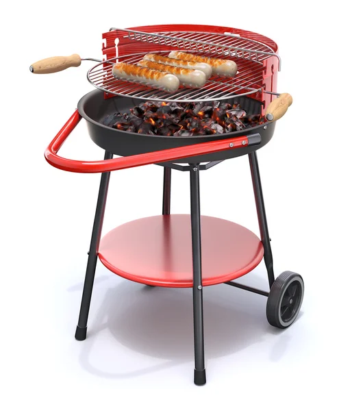 Korv över en grill grill — Stockfoto