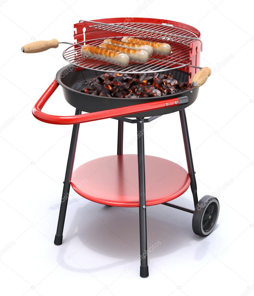 Sausages over a barbecue grill