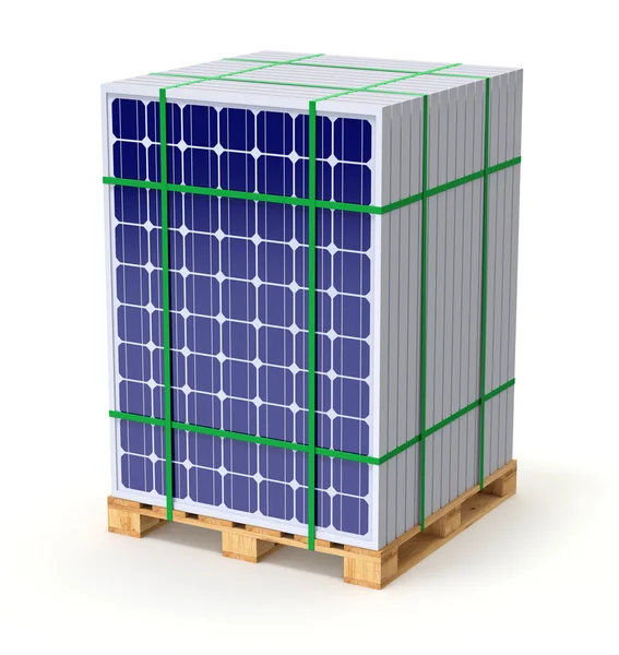 Solar panels on the pallet — Stock Photo, Image