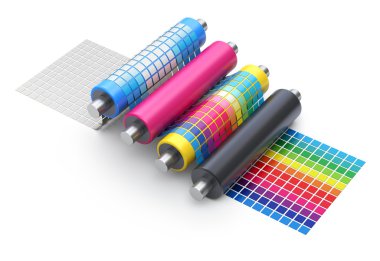 CMYK baskı açıklama kavramı ile yazıcı Silindirler ayarla