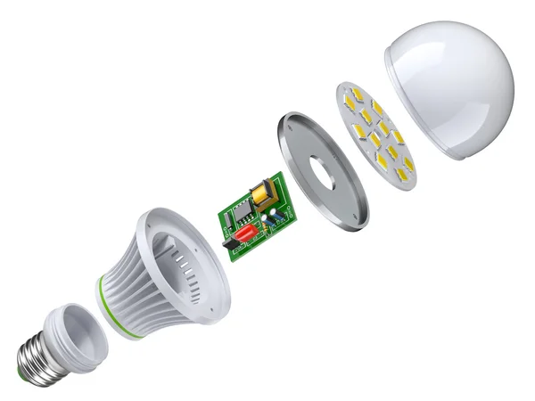 Exploded view of LED bulb — Stock Photo, Image