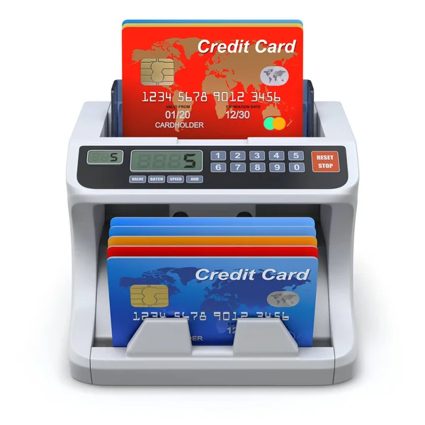 Pengar Räknare Med Kreditkort Illustration — Stockfoto