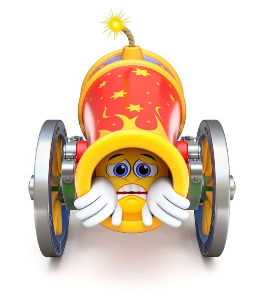 Circus Cannon Scared Smiley Illustration — Stock Photo, Image