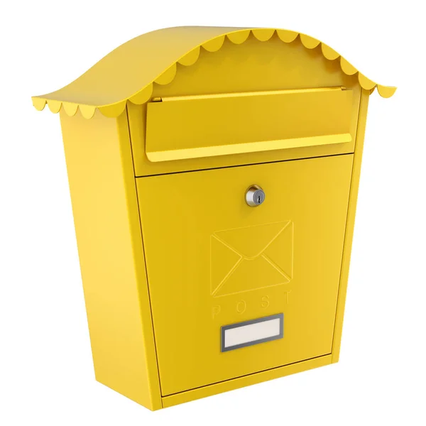 Yellow Mailbox Post Box Isolated White Background Illustration — Stock Photo, Image