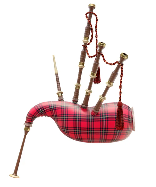Side View Red Bagpipe Isolated White Background Illustration — Stock Photo, Image