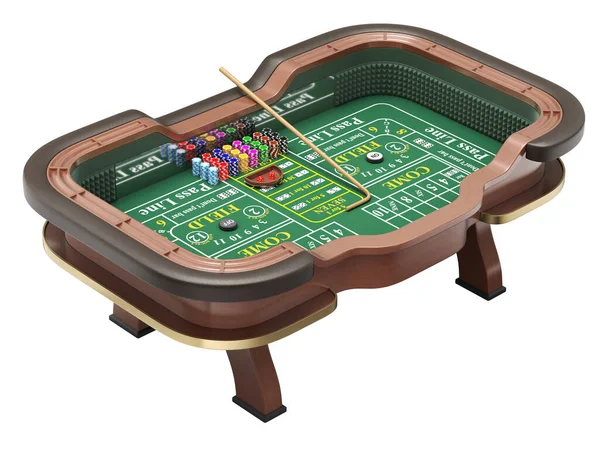 Craps Tisch Isoliert Auf Weißem Hintergrund Illustration — Stockfoto