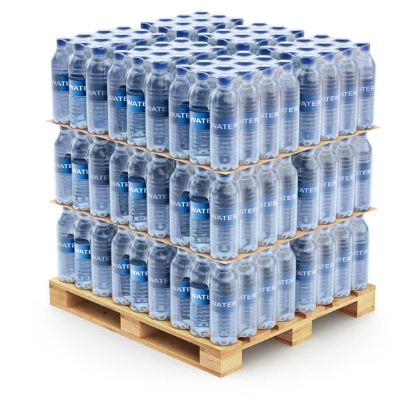 Plast pet-flaskor på pallen — Stockfoto