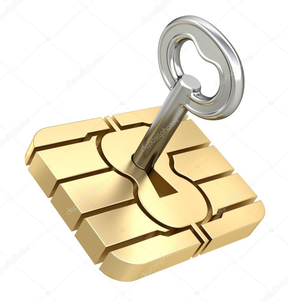 SIM card chip with the key