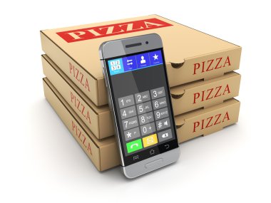 Pizza paket ve cep telefonu