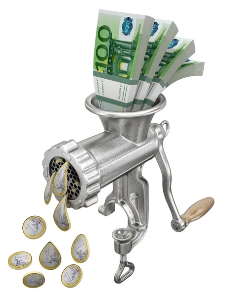 Geld concept met vleesmolen — Stockfoto