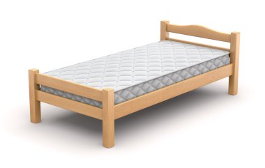 Beyaz yatak ile ahşap yatak