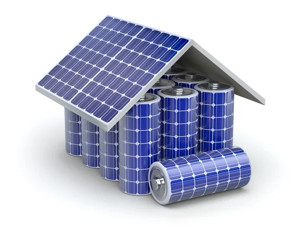 Solar hem batteriet koncept — Stockfoto