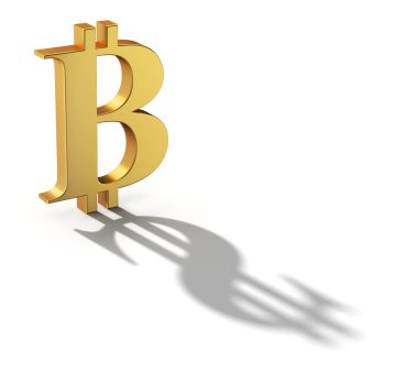 Bitcoin dolar Döviz Alım işareti şeklinde bir gölge ile
