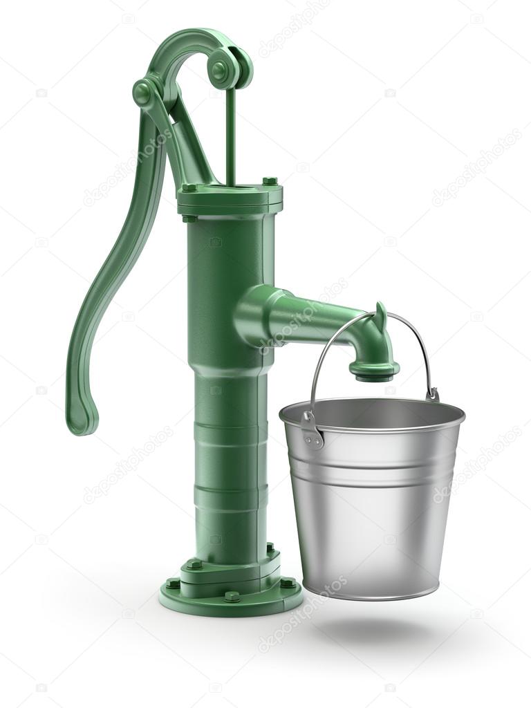 Water pump with the bucket — Stock Photo © mipan #98465666