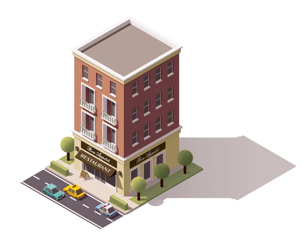 Edificio de restaurante isométrico vectorial — Vector de stock