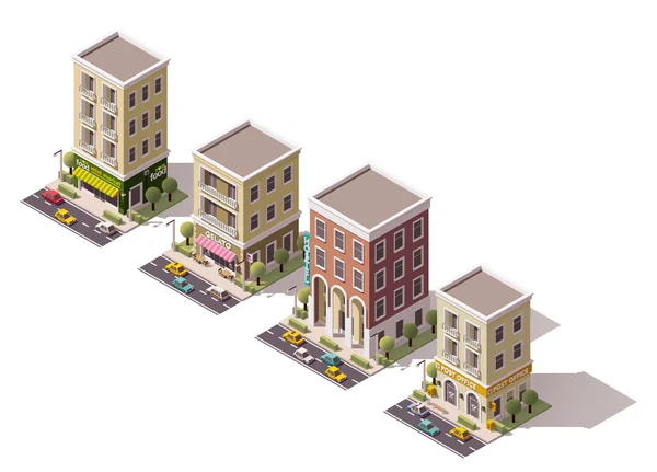 Vector isometric buildings set — Stock Vector