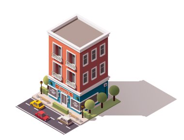 Vektör izometrik Berber Dükkanı