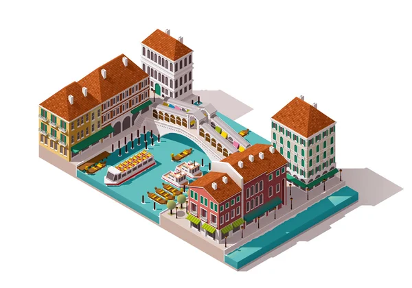 Векторная изометрическая улица Венеции — стоковый вектор