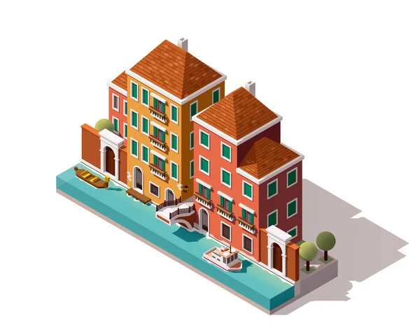 Vector isometric Venice street — Stock Vector