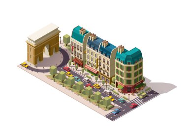 Vektör izometrik Paris sokağı