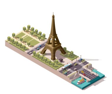 Vektör izometrik Champ de Mars Paris Haritası