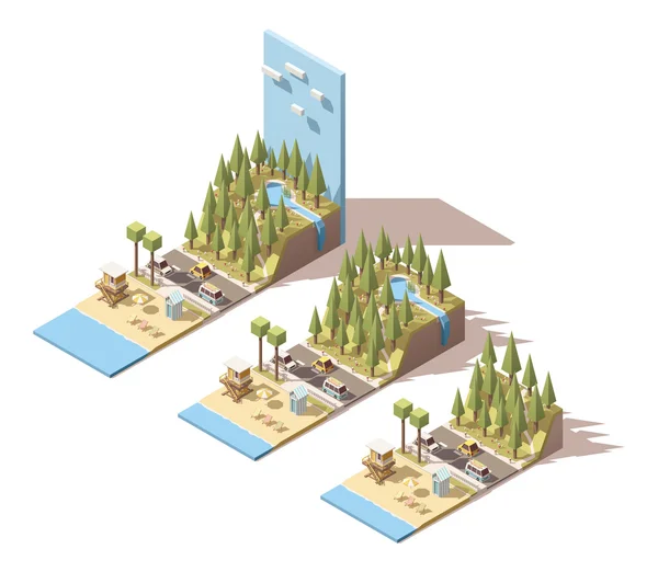 Vector isometric seaside landscape — Stock Vector