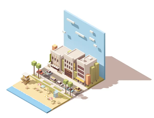 Vector isometric town beach — Stock Vector