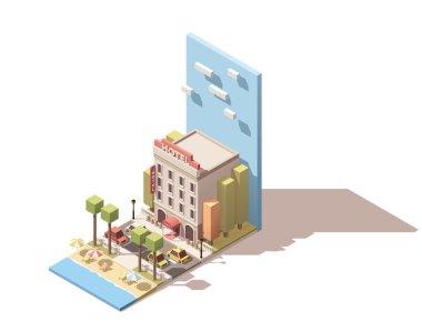Vektör izometrik otel binası