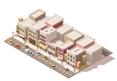 Vektör izometrik küçük kasaba sokak