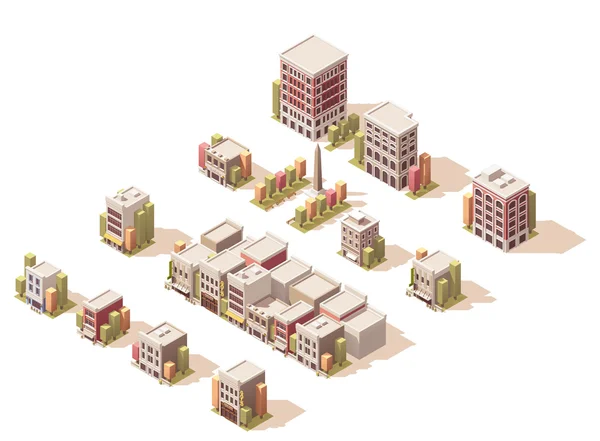 Vector isometric buildings set — Stock Vector