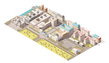 Berlin, Almanya Haritası düşük Poli temsil eden vektör izometrik Infographic öğe. Reichstag Binası, Brandenburg Geçidi, Holokost Anma ve sokak binalar içerir