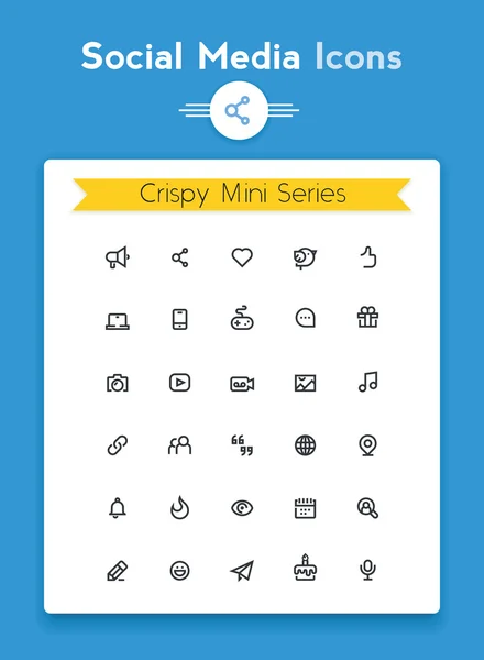Vektorn fodrar sociala medier tiny Ikonuppsättning — Stock vektor