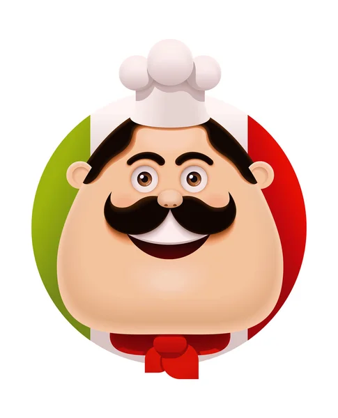 Vector Italian chef with mustache icon — Stock Vector