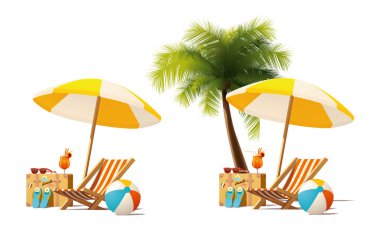 Vector travel and summer beach vacation relax icon clipart