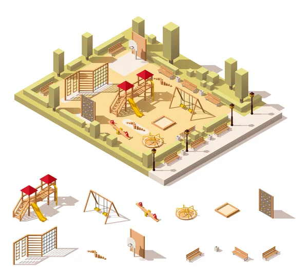 Vector isométrico de baja poli icono del patio — Archivo Imágenes Vectoriales