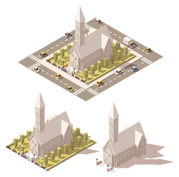 Vector isometric low poly church icon — Stock Vector