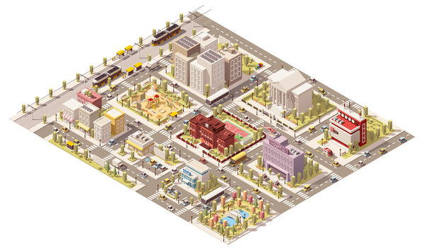 Vector isometric low poly city