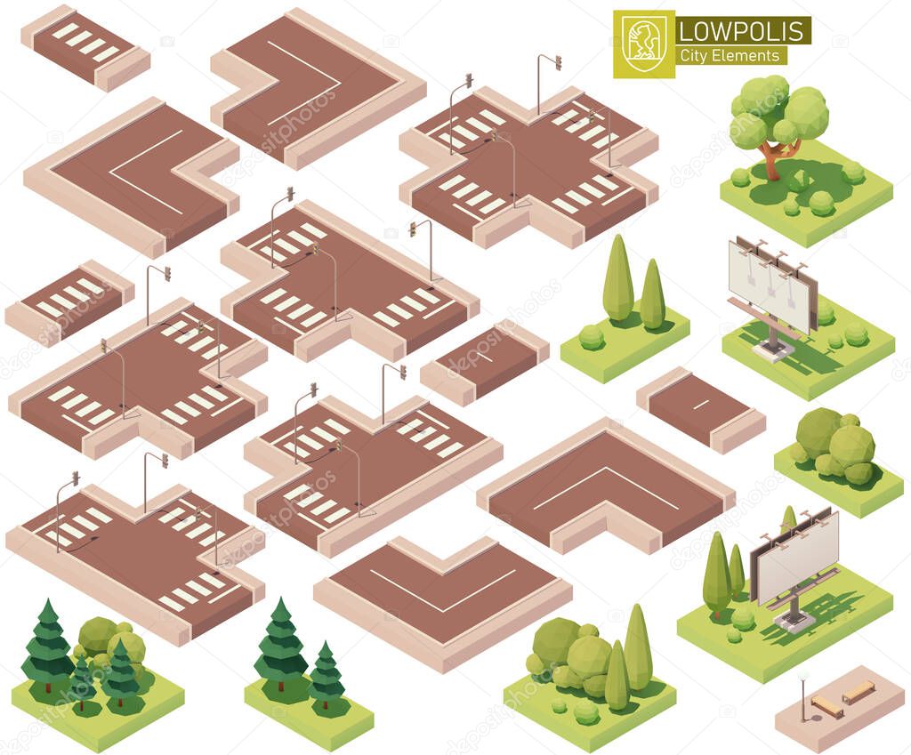 Vector isometric street roads and other elements