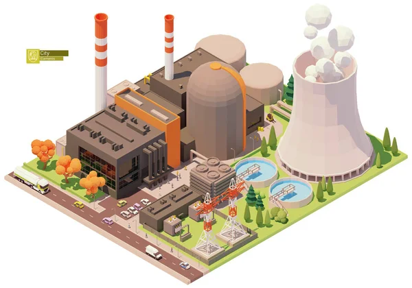 Centrale nucleare a basso poli vettoriale — Vettoriale Stock