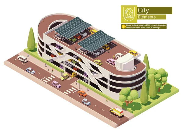 Vector Isometrische Meerverdiepingen Parkeergarage Gebouw Concrete Multilevel Parkeergarage Gebouw — Stockvector