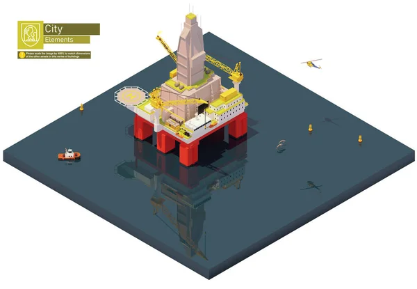 Plataforma de perforación offshore isométrica vectorial o plataforma petrolífera — Vector de stock