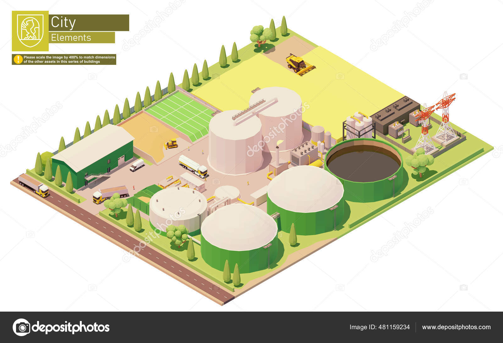 Vector isometric biogas power plant Stock Vector Image by ©tele52 #481159234