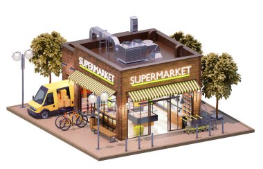 İçi süpermarket ya da market binası