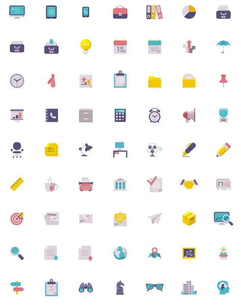 Flat Business und Office Icon Set — Stockvektor