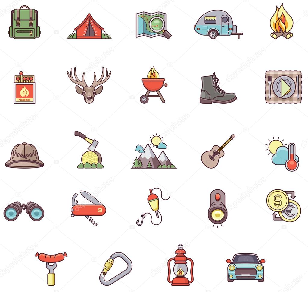 Camping  icon set