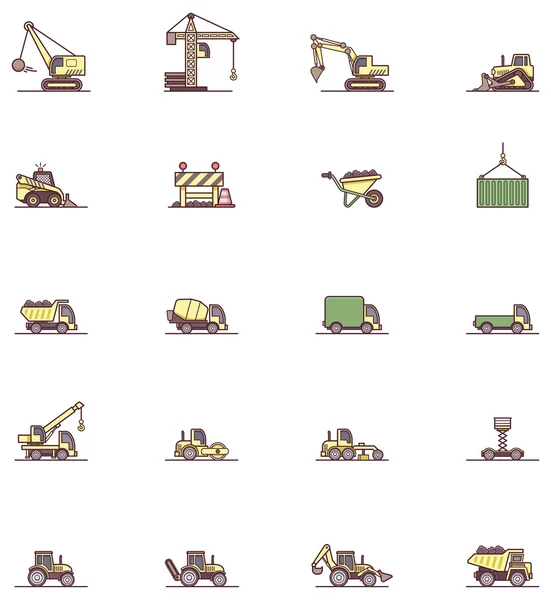 Bouw machines pictogrammenset — Stockvector