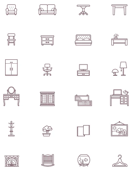 Muebles domésticos icono conjunto — Vector de stock