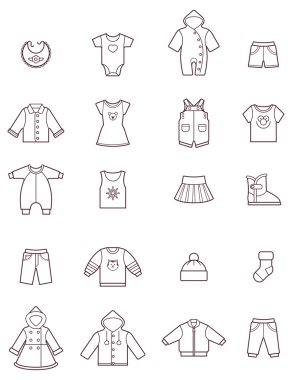 Bebek giysileri Icon set