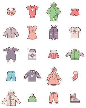Bebek giysileri Icon set